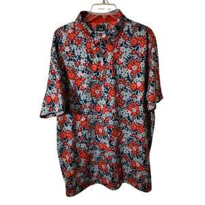 M1344) Deolax XL Men's Performance Vibrant Floral Print Golf Polo Shirt